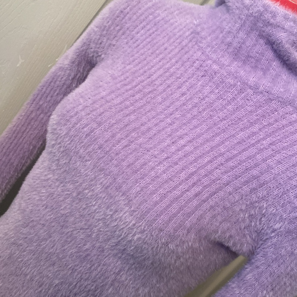 Zara Purple Pastel Soft Knit Fuzzy Hoodie Sweater Cropped Top - Picture 11 of 15